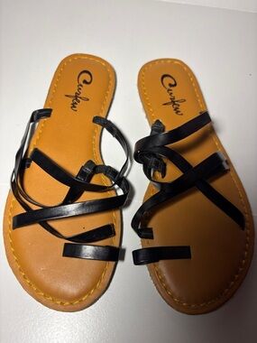 Curfew Black Multi-Strap Slide Sandals